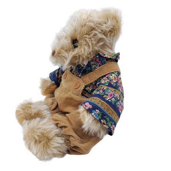 VTG Chosun Shaggy Teddy Bear Stuffed Animal 12" Plush Faux Mohair Country Overal - Picture 3 of 6